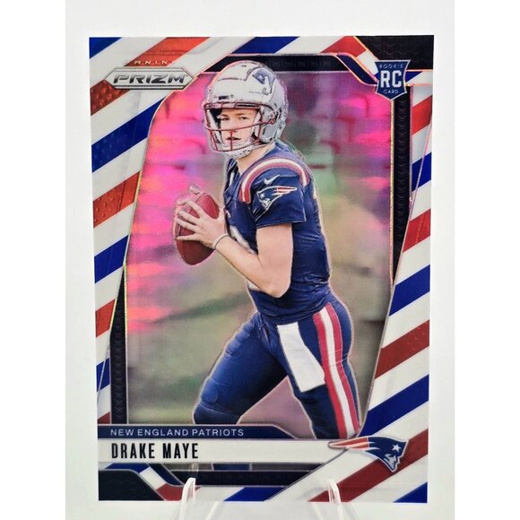 Drake Maye 2024 Panini Prizm #329 Red White & Blue Prizm RC NE Patriots SP - Picture 3 of 5